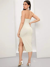 Charger l&#39;image dans la galerie, Maternity Halter Neck Backless Slit Hem Dress
