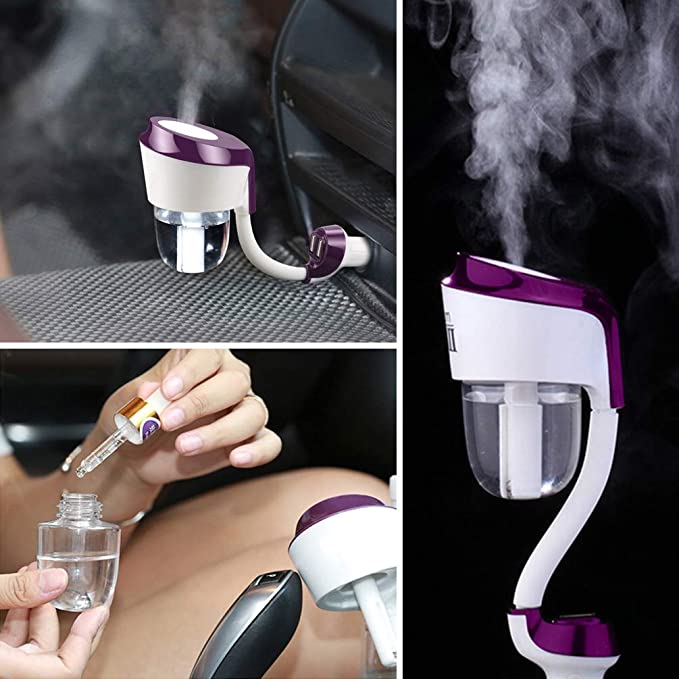 Vyaime Car Diffuser Humidifier, Essential Oil Aromatherapy Diffuser, Ultrasonic Cool Mist Humididier for Vehicle Automobile(Purple)