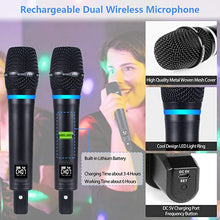 Charger l&#39;image dans la galerie, Kithouse S9 UHF Rechargeable Wireless Microphone System Karaoke Microphone Wireless Mic Cordless Dual with Bluetooth Receiver Box + Volume Control ECHO for Karaoke Singing Speech Meeting Church, 200FT
