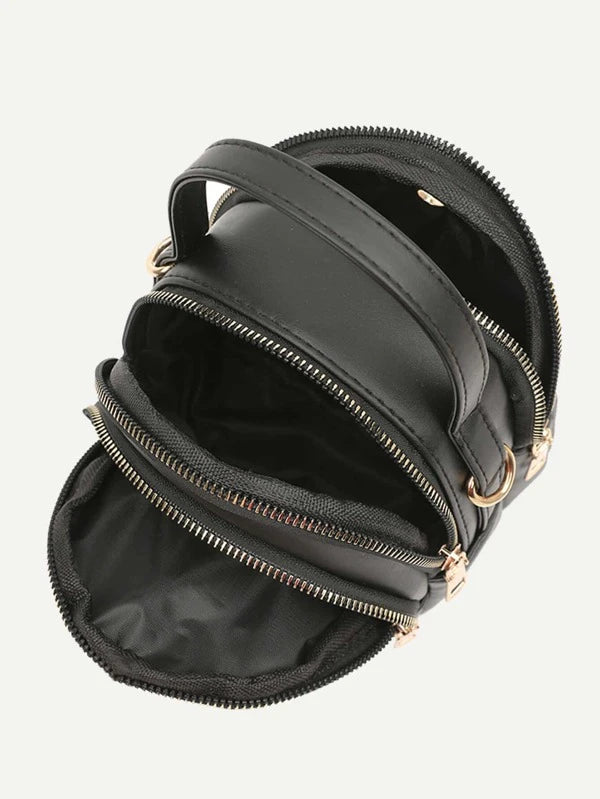 Quilted Earphone Hole Design Satchel Bag