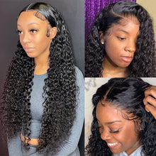 Charger l&#39;image dans la galerie, Deep Wave Lace Front Wigs Human Hair 13X4 Lace Frontal Wigs Human Hair Wigs for Black Women HD Transparent Lace Front Wigs Human Hair Pre Plucked with Baby Hair 16inch Water Curly Lace Closure Wig
