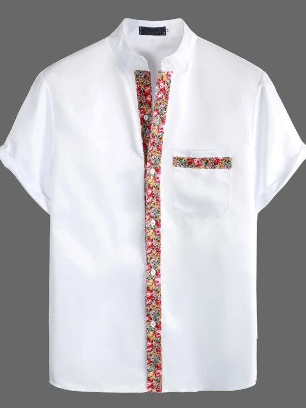 Men Ditsy Floral Button Through Shirt