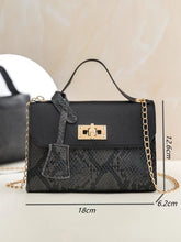 Charger l&#39;image dans la galerie, Snakeskin Turn-lock Flap Satchel Bag
