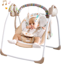 Charger l&#39;image dans la galerie, Electric Baby Rocking Chair,Baby Portable Swing with Intelligent Music Vibration Box,Swing for Infant Load Resistance: 6-25 lb, Applicable Object: 0-9 Months for Infants.
