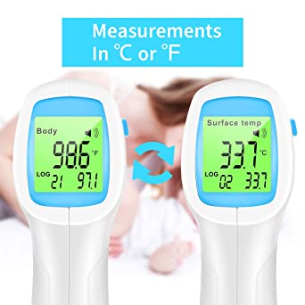 Thermometer for Fever, Non-Contact Forehead Thermometer with Object Mode Function, Touchless Infrared Digital Temperature Gun, Fever Alert and Set Memory Recall, Care Thermometer for Adults(Blue)