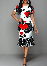 Charger l&#39;image dans la galerie, Short Sleeve Rose and Heart Print Dress Rosewe®
