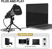 Charger l&#39;image dans la galerie, USB Microphone, TONOR Cardioid Condenser Computer PC Mic with Tripod Stand, Pop Filter, Shock Mount for Gaming, Streaming, Podcasting, YouTube, Voice Over, Twitch, Compatible with Laptop Desktop, TC30
