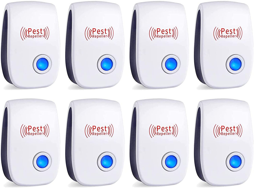 EUOCT Ultrasonic Pest Repell-er, for Home, Office, Kitchen, Warehouse, Hotel, Basement or Any Indoor Areas-White (8 Pack)