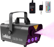 Charger l&#39;image dans la galerie, Fog Machine with Lights, Potable Smoke Machine with Wireless Remote Controls, 500w DJ Stage Fog Atmosphere Maker for Halloween Christmas Wedding Parties
