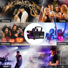 Charger l&#39;image dans la galerie, Fog Machine with Lights, Potable Smoke Machine with Wireless Remote Controls, 500w DJ Stage Fog Atmosphere Maker for Halloween Christmas Wedding Parties
