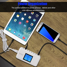 Charger l&#39;image dans la galerie, Multiple USB Charger, 60W/12A 8-Port Desktop Charger Charging Station Multi Port Travel Fast Wall Charger Hub with LCD for Smart Phones, Tablet and More (White)
