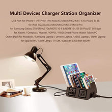 Charger l&#39;image dans la galerie, UDOLI 5 USB Ports Charging Station Organizer for Multiple Devices Fast Charging Desktop Stand for Apple Android Phone Tablet 1600W 2 AC Power Outlets Charger Dock for Home Office 3 Prong Cord Black
