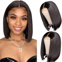 Charger l&#39;image dans la galerie, Lemoda 13x4 Short Bob Wig Human Hair 150 Density 10 Inch Transparent Lace Front Wigs Straight Bob lace Frontal Wig Pre Plucked with Baby Hair Brazilian...
