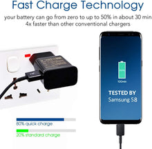 Charger l&#39;image dans la galerie, USB Type C Charger Cable and Adaptive Fast Charging Wall Charger Adapter Kit Compatible with Samsung Galaxy S10/S10+ S10e /S9/S9+/S8/S8+ Plus Note 8/Note 9 &amp; Other Smartphones

