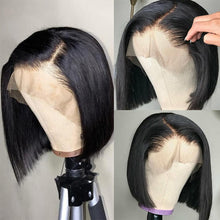 Charger l&#39;image dans la galerie, Lemoda 13x4 Short Bob Wig Human Hair 150 Density 10 Inch Transparent Lace Front Wigs Straight Bob lace Frontal Wig Pre Plucked with Baby Hair Brazilian...
