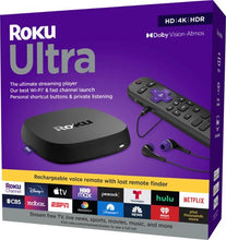 Charger l&#39;image dans la galerie, Roku Ultra 4K/HDR/Dolby Vision Streaming Device and Roku Voice Remote Pro with Rechargeable Battery - Black
