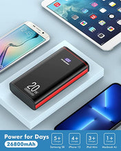 Charger l&#39;image dans la galerie, Ayeway Battery Pack USB C Portable Charger Fast Charging 12V/9V/5V 26800mAh Power Bank with Type C Output/Input,Battery Phone Charger for iPhone 12,13,MacBook,Samsung Galaxy,Tablet and More.

