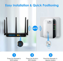 Charger l&#39;image dans la galerie, WiFi Extender Signal Booster Up to 2640sq.ft The Newest Generation, Wireless Internet Repeater, Long Range Amplifier with Ethernet Port, Access Point, 1-Tap Setup, Alexa Compatible N300
