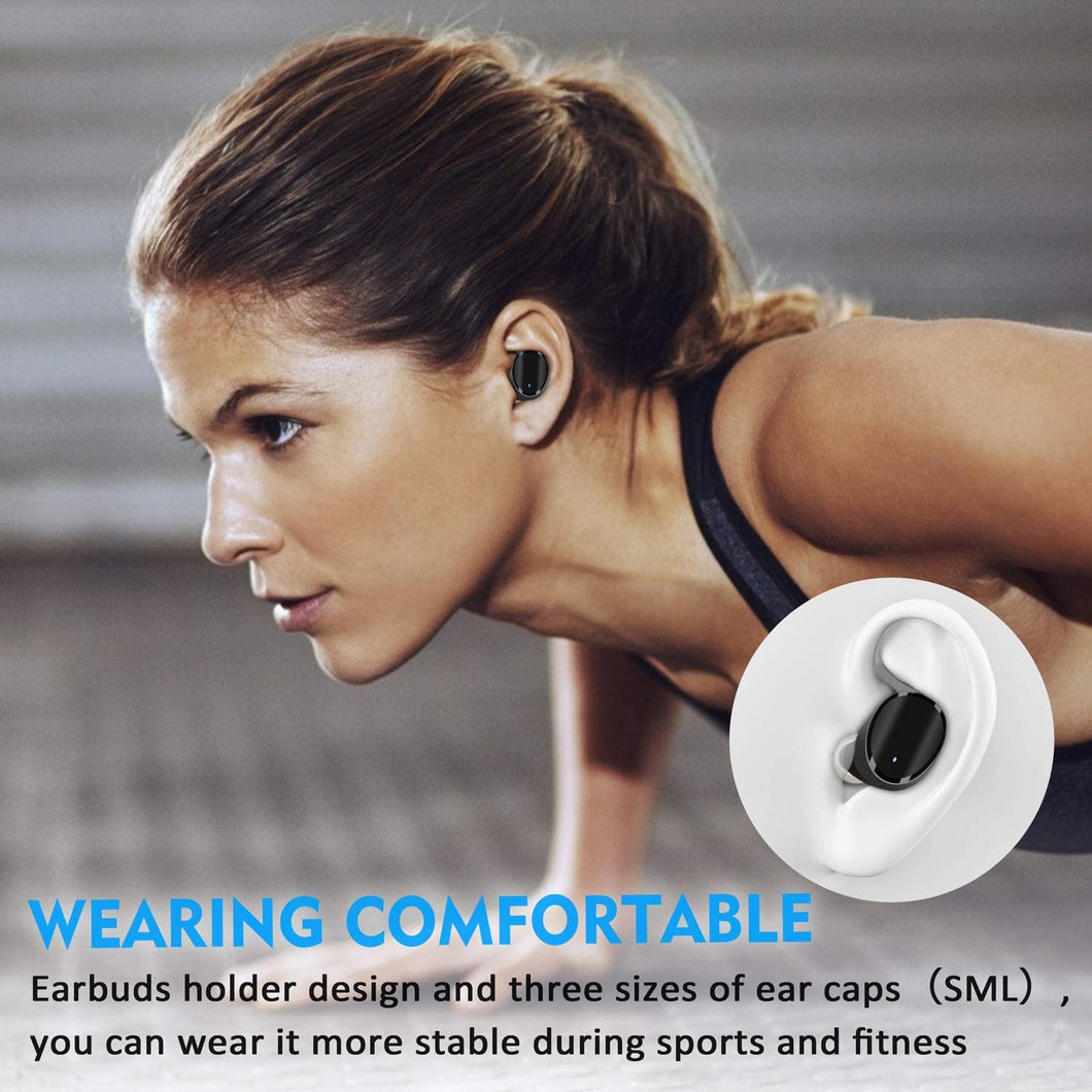 DuoTen IPX7 Waterproof Wireless Earbuds, Bluetooth 5.0 Wireless Earphones, Mini Portable with Mic LCD Digital Display Charging Case Active Noise Canceling Touch Control Deep Bass for Sports Black