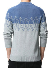 Charger l&#39;image dans la galerie, Men Geo Pattern Raglan Sleeve Colorblock Sweater
